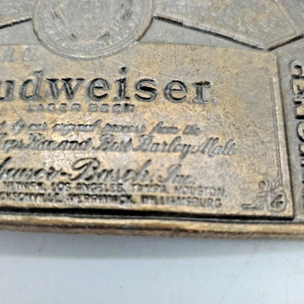 Vintage Anheuser Busch Budweiser‎ Beer Bronze Belt Buckle Made in USA